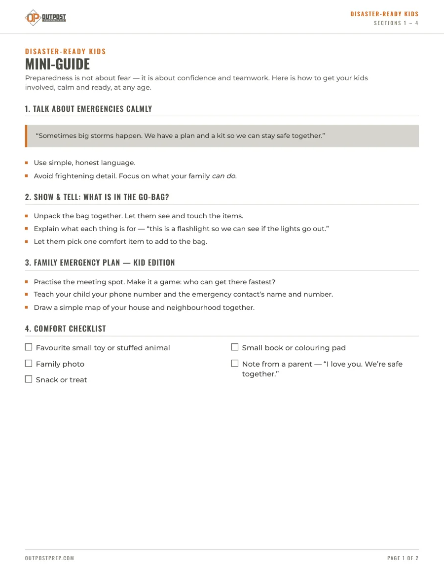First page of Disaster-Ready Kids Mini-Guide