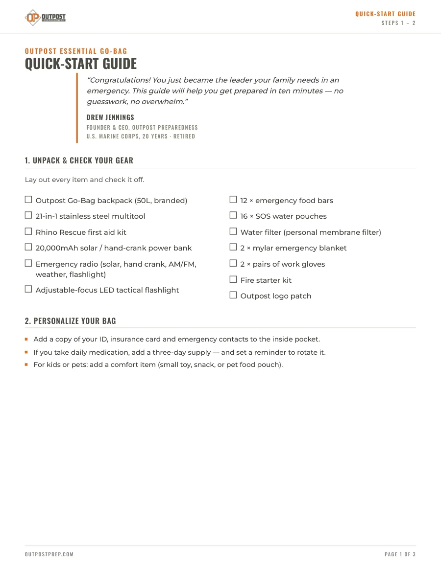 First page of Quick-Start Guide